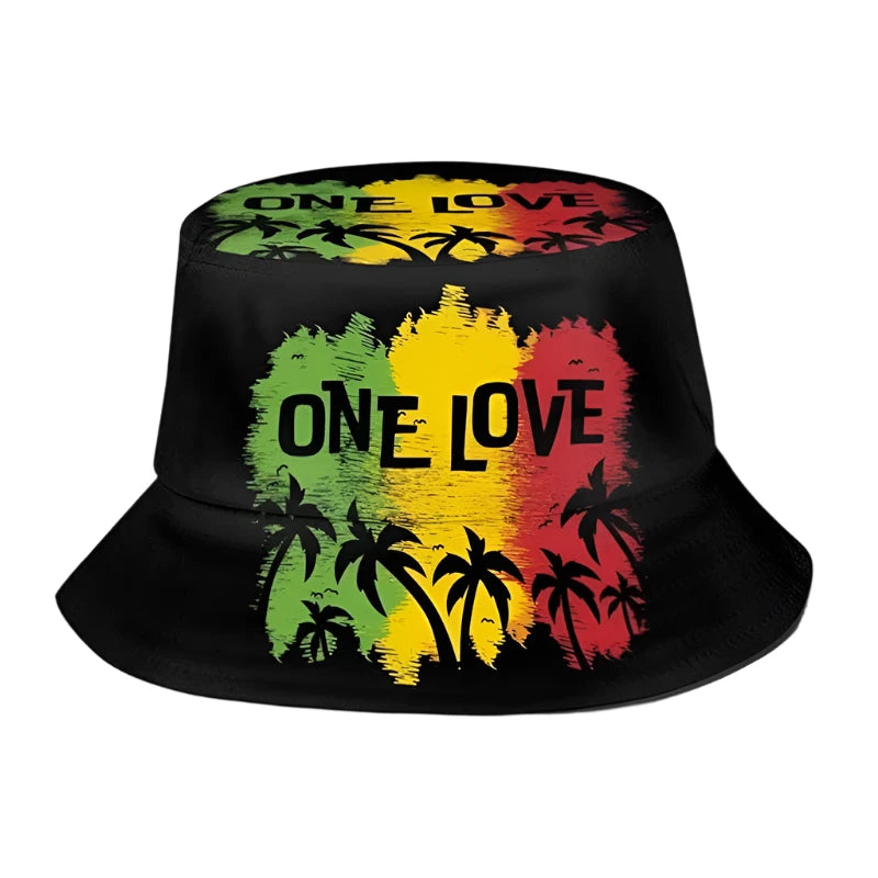 One Love Rasta Bucket Hat - Black