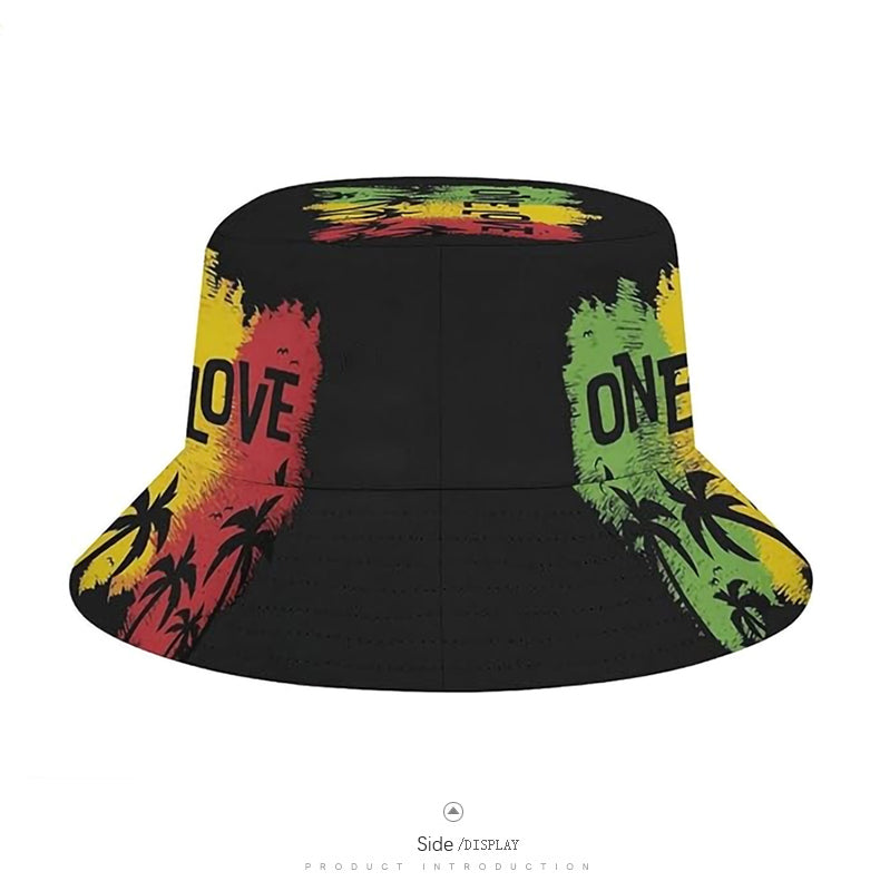 One Love Rasta Bucket Hat - Side Display