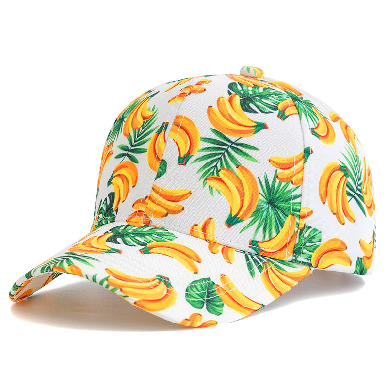 Paradise Print Baseball Cap  - Banana White 