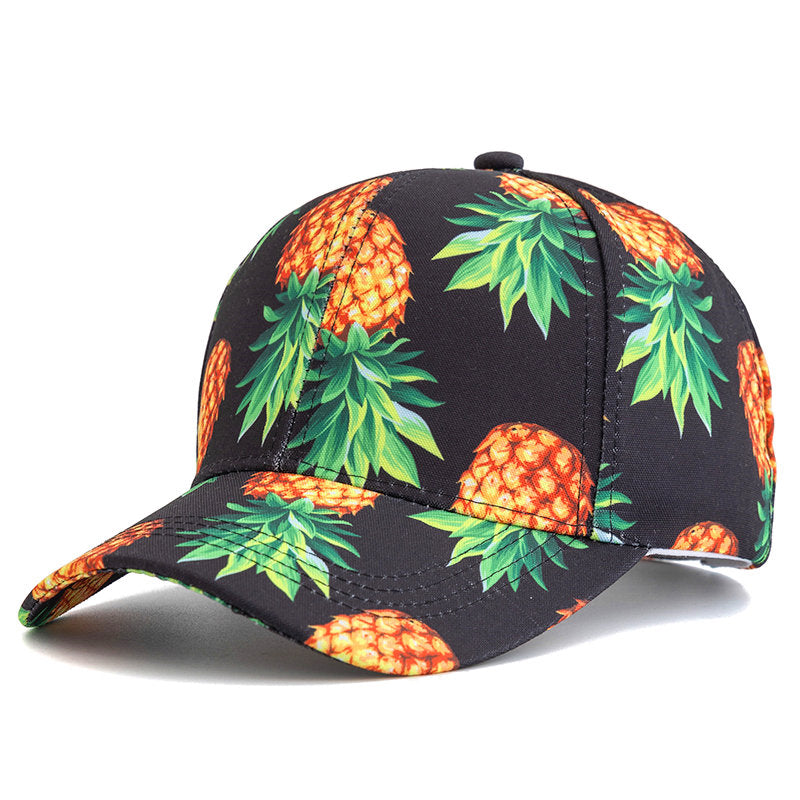 Paradise Print Baseball Cap  - Pineapple Black