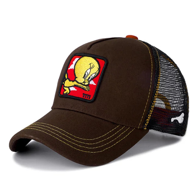 Pink Tweety Trucker Hat - Brown