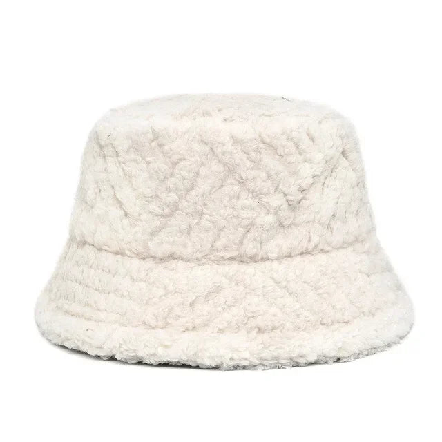 Plush Fleece Bucket Hat - White