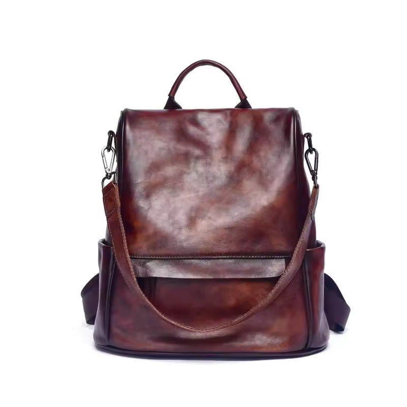 Premium Vintage Leather Backpack - Brown