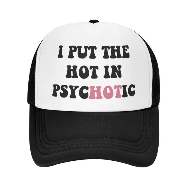 PsychoHeat Funny Trucker Hat - Black & White