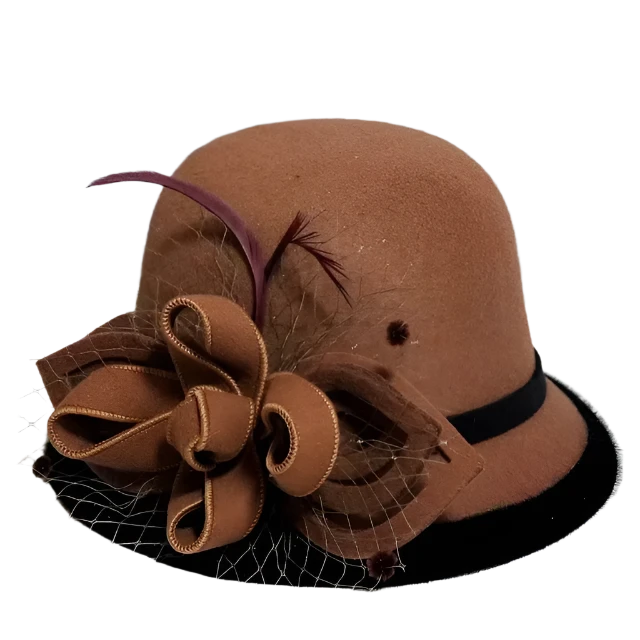 Retro-Inspired Fedora Cloche Hat - Brown