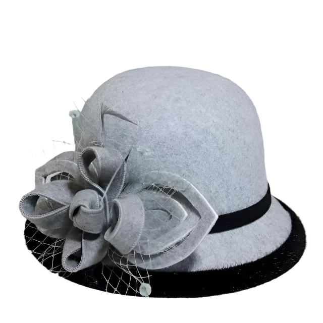 Retro-Inspired Fedora Cloche Hat - Gray