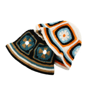 Retro Crochet Flower Bucket Hat - Both Color
