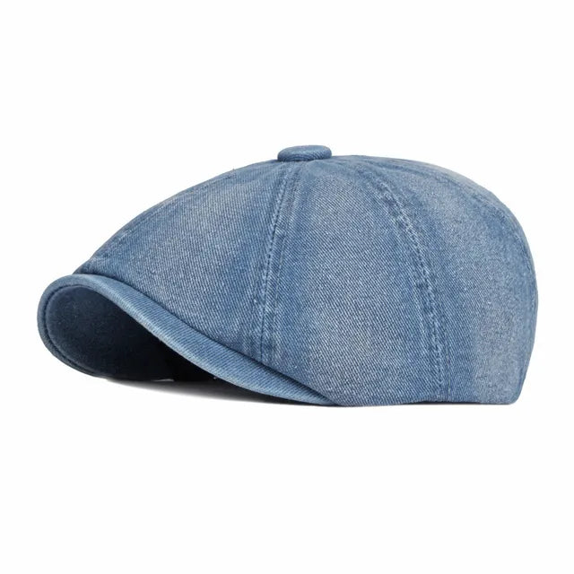Retro Denim Newsboy Cap - Blue