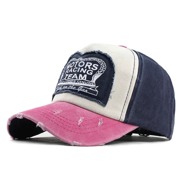 Retro Motors Racing Team Baseball Cap - Pink Blue