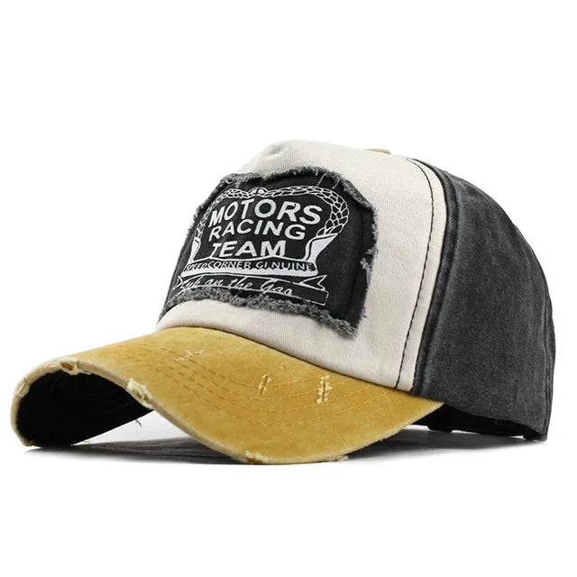 Retro Motors Racing Team Baseball Cap - Yellow