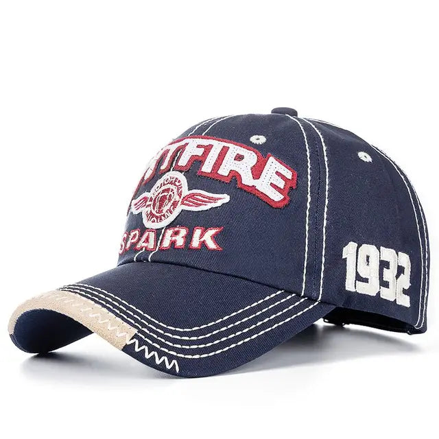 Retro Racing 'Hotfire Spark' Baseball Cap - Blue