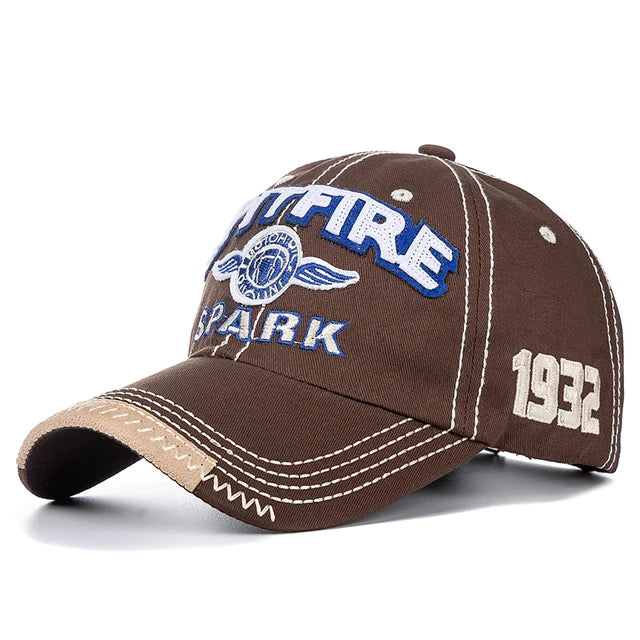 Retro Racing 'Hotfire Spark' Baseball Cap - Brown