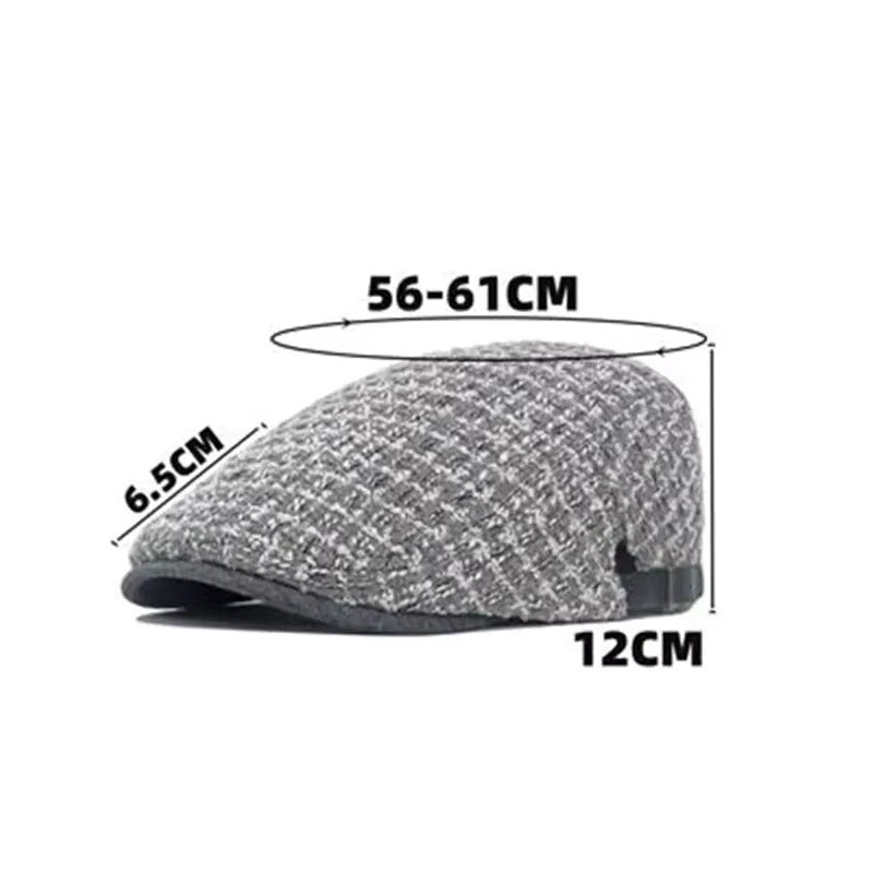 Elegant Tweed Flat Cap - Fushia