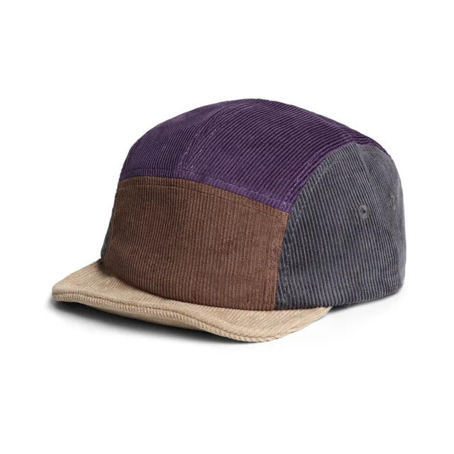 Retro 5-Panel Corduroy Cap - Fushia