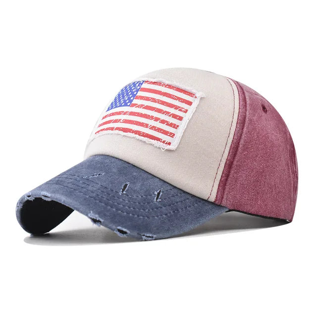 Vintage American Flag Baseball Cap - Fushia