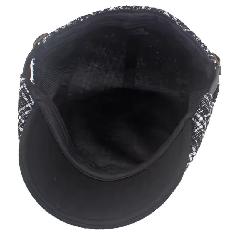 Elegant Tweed Flat Cap - Fushia
