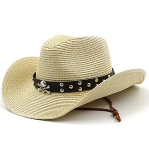 Western Cowboy Hat with Skull Band - Fushia