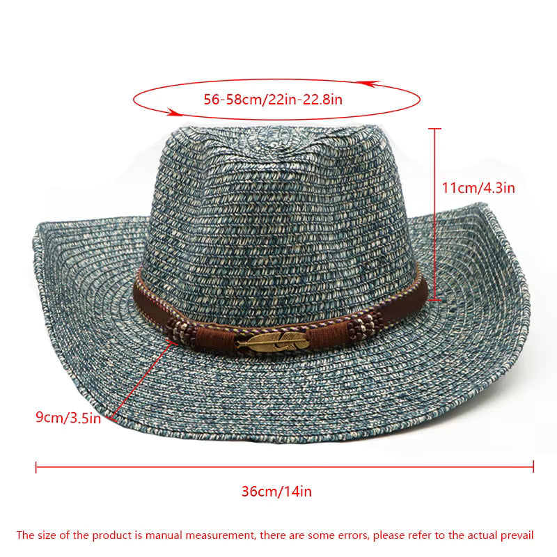 Breathable Straw Western Cowboy Hat - Fushia