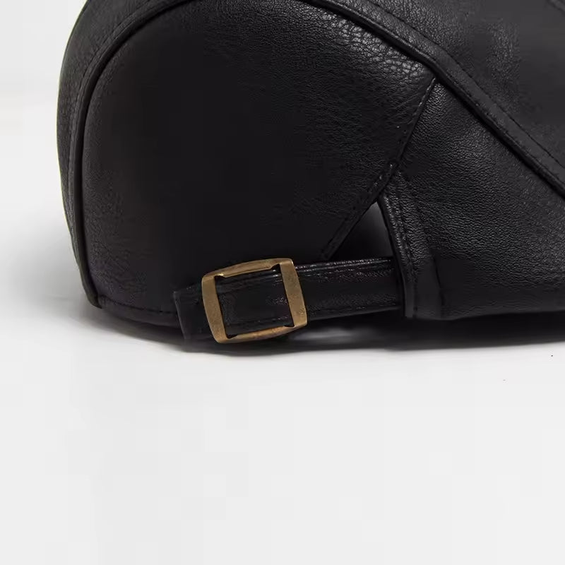 Old Money Classic PU Leather Flat Cap – Fushia