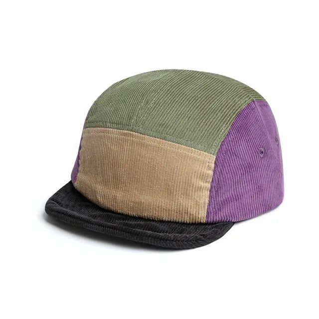 Retro 5-Panel Corduroy Cap - Fushia