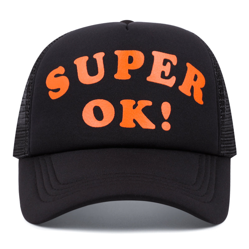  SUPER OK! Mesh Trucker Hat - Retro Vibes, Modern Comfort - Front