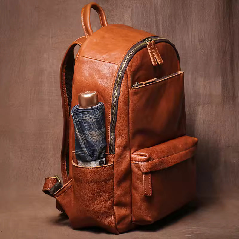 Classic Minimalist Leather Backpack - Fushia