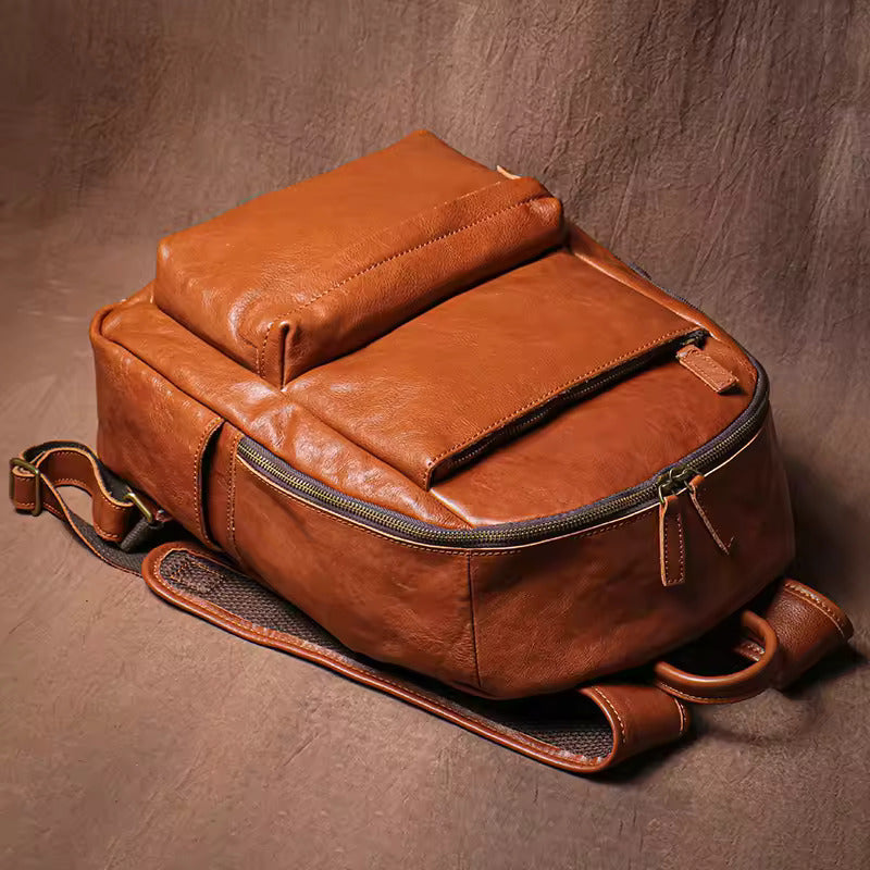 Classic Minimalist Leather Backpack - Fushia