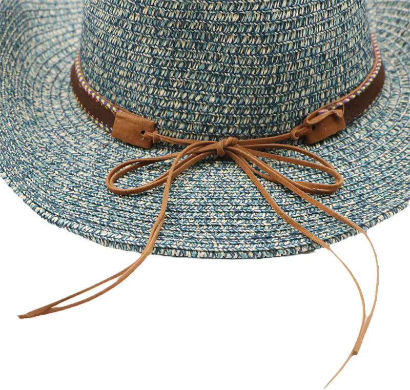 Breathable Straw Western Cowboy Hat - Fushia
