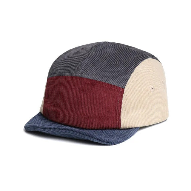 Retro 5-Panel Corduroy Cap - Fushia