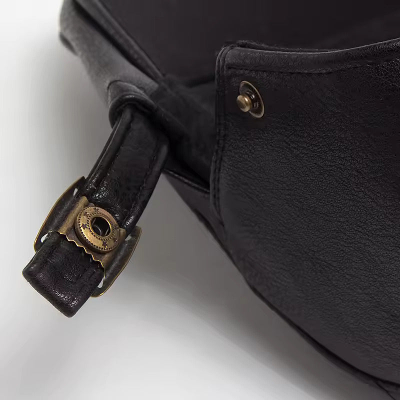 Old Money Classic PU Leather Flat Cap – Fushia