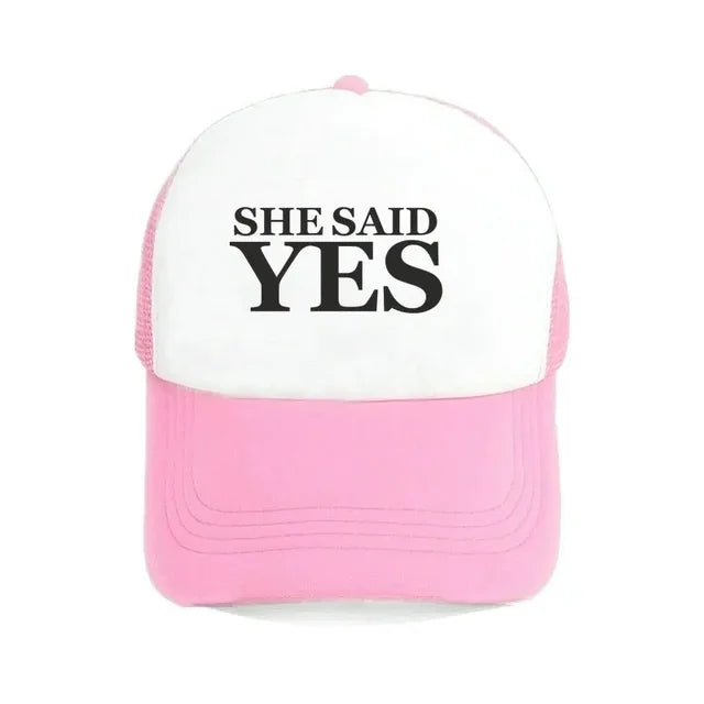 She Said Yes Proposal Trucker Hat - Fushia