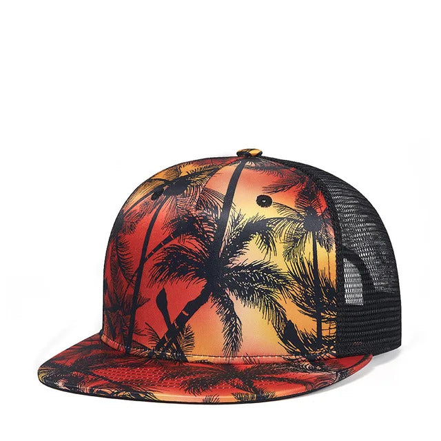 Palm Trees Trucker Hat - Fushia