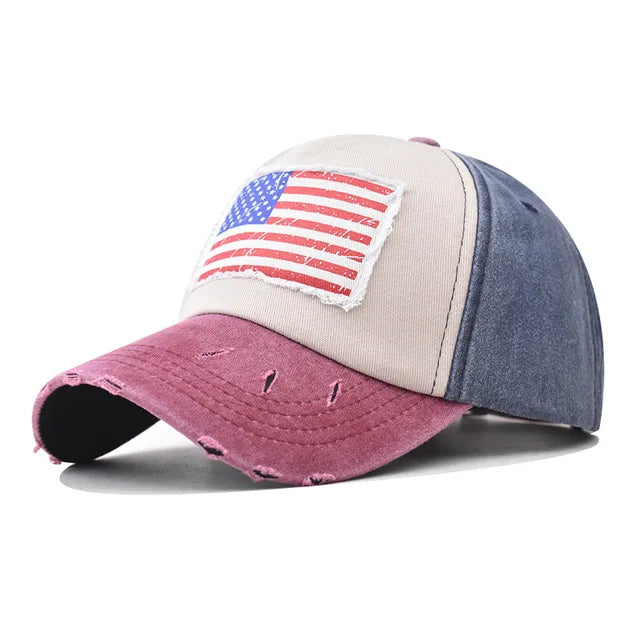 Vintage American Flag Baseball Cap - Fushia