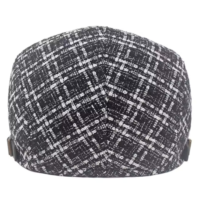 Elegant Tweed Flat Cap - Fushia