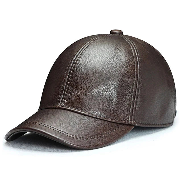 Shadow Rider Leather Baseball Cap - Brown