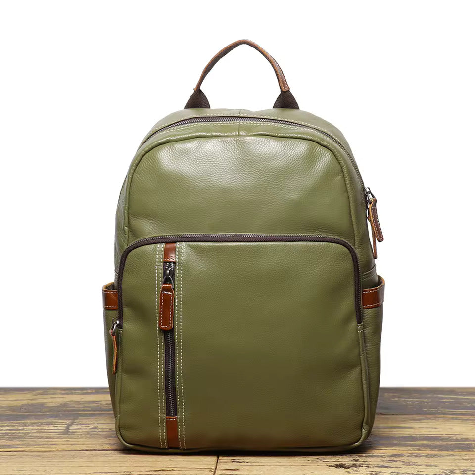 Shadow Trek Leather Backpack - Mocha Green