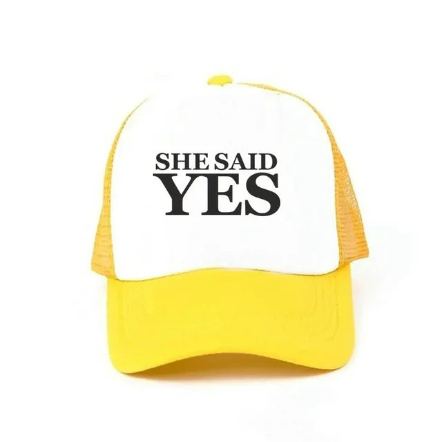 She Said Yes Proposal Trucker Hat - Yellow