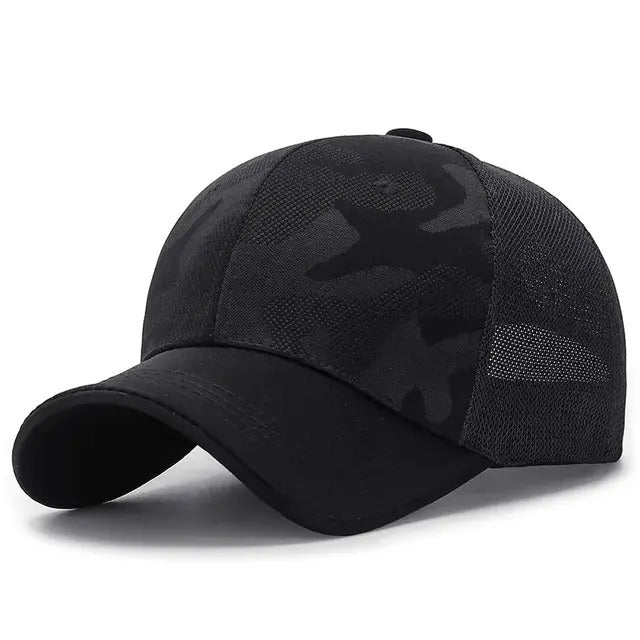 Sleek Camouflage Trucker Hat  - Black 