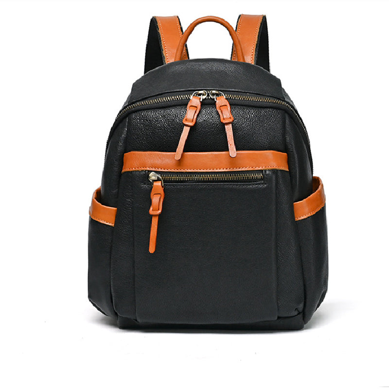 Sleek & Stylish Women’s Leather Backpack for Women - Black Brown