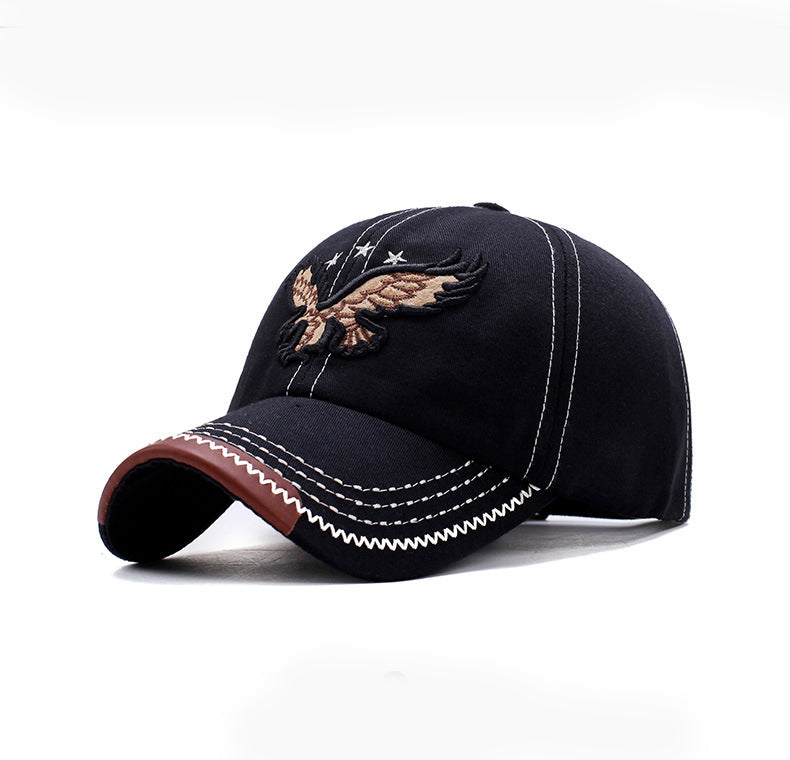 Soaring Eagle Embroidered Baseball Cap - Black 