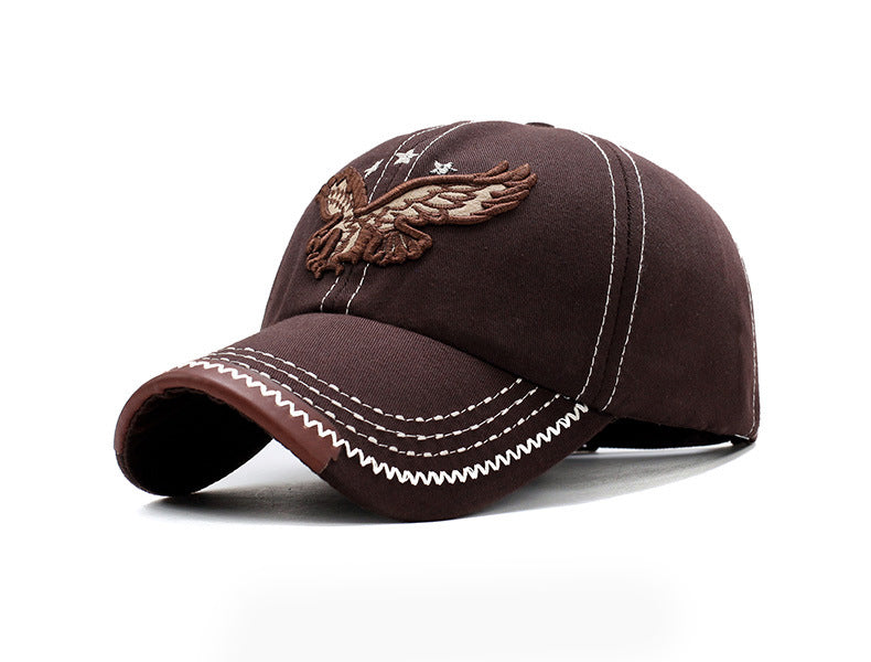 Soaring Eagle Embroidered Baseball Cap - Brown 