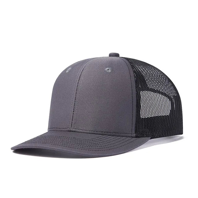 Solid Plain Trucker Hat - Dark Gray & Black 