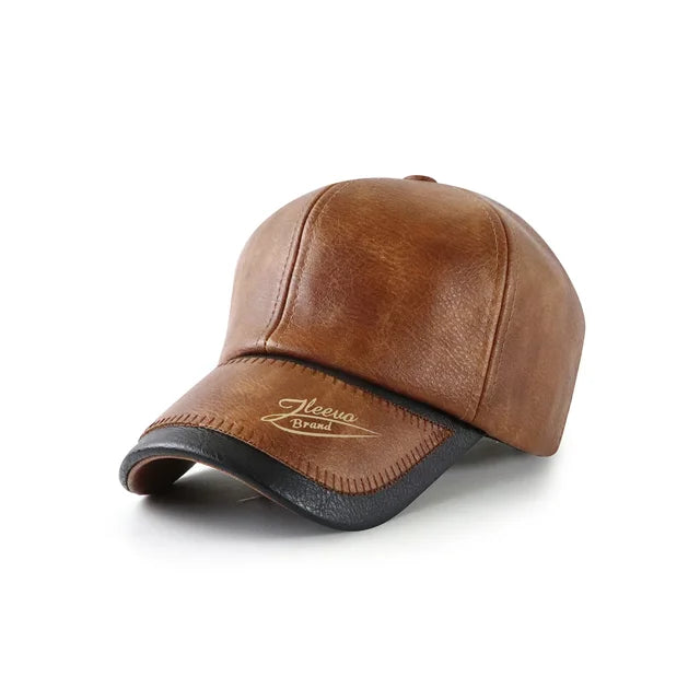 Sophisticated Leather Cap - Brown