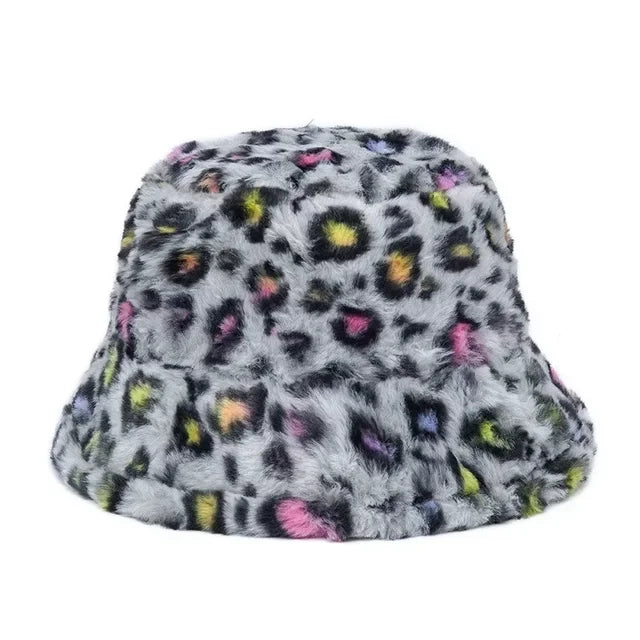 Speckled Faux Fur Bucket Hat - 1