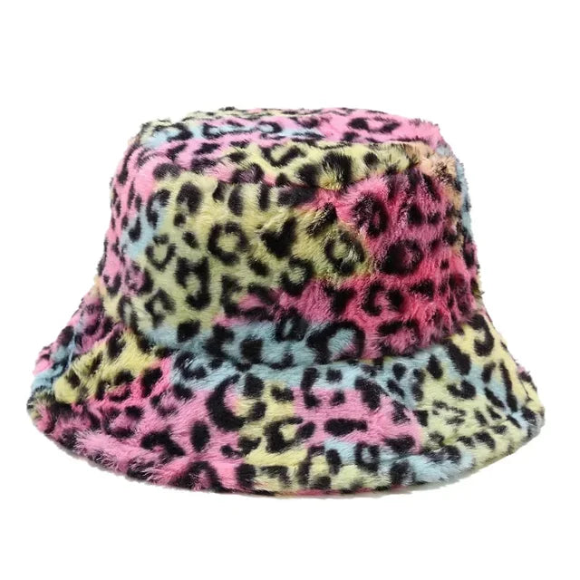Speckled Faux Fur Bucket Hat - 3
