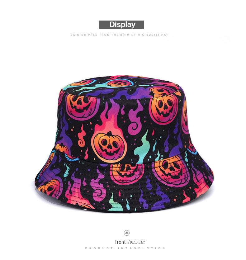 Spooky Pumpkin Glow Bucket Hat - Front Display
