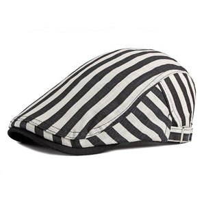 Striped Vintage Flat Cap - Beige 