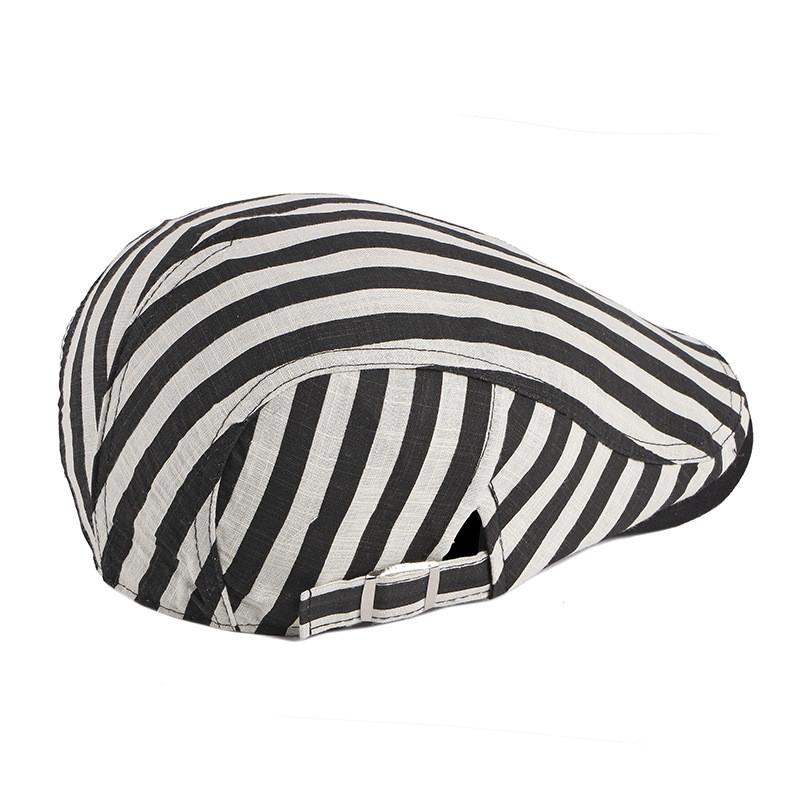 Striped Vintage Flat Cap - Side View 