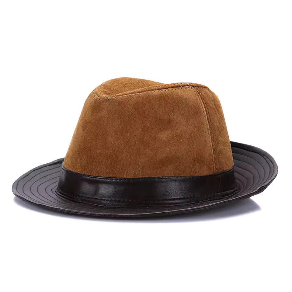 Stylish Sheep Leather Trilby Hat for - Brown  