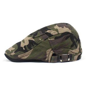 Classic Military-Style Flat Cap - Fushia